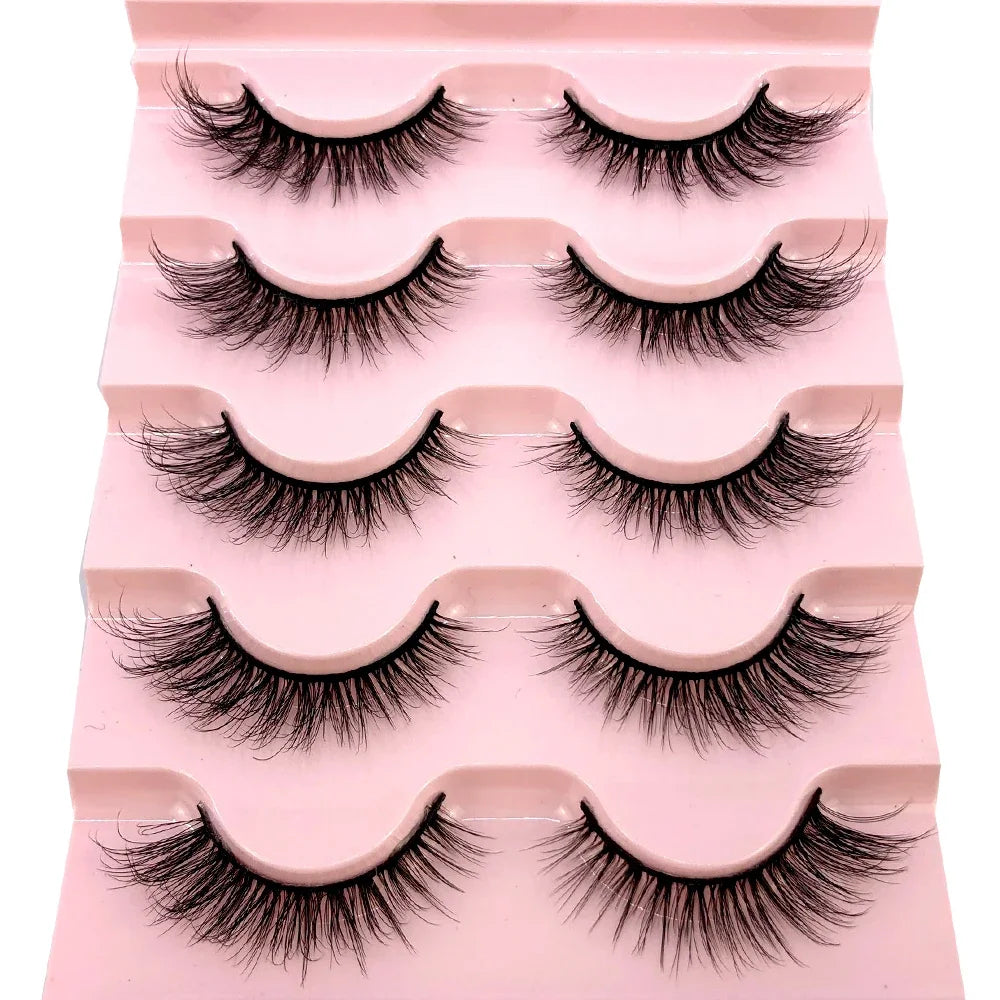 New 5 pairs of handmade mink eyelashes fake eyelashes natural nude makeup simulated cross messy eyes 3D curly eyelashes