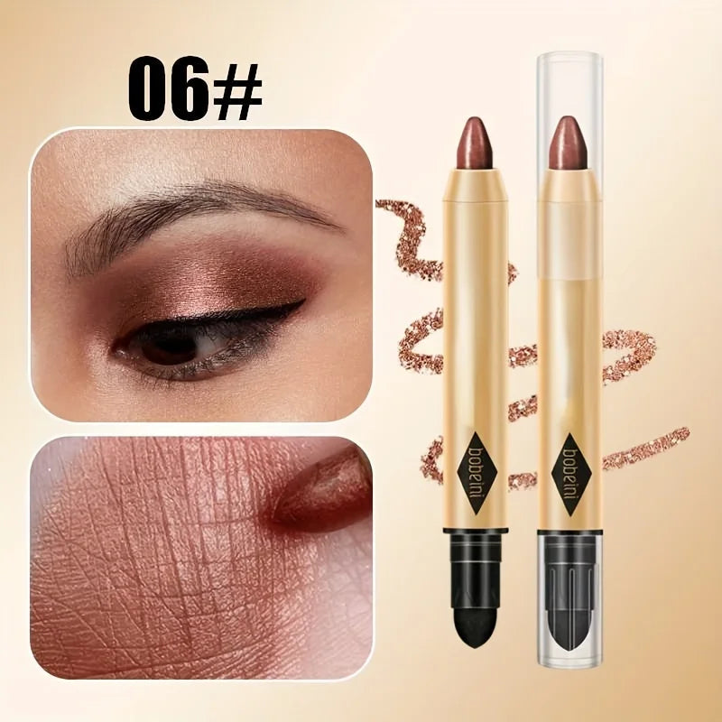 2 in 1 Pearly Eyeshadow Lipstick Stick Pencil Waterproof Glitter Matte Eyeshadow Makeup High Pigmented Eyeshadow Pen