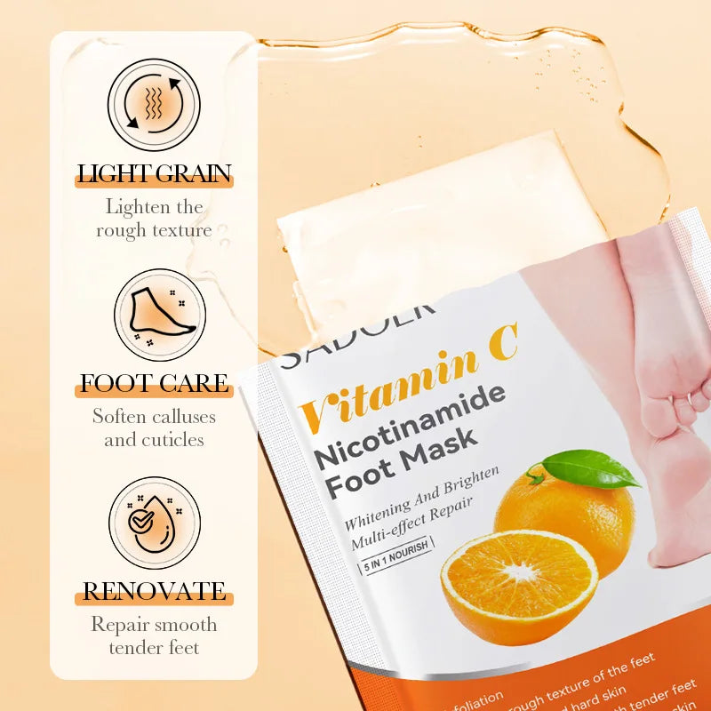 6 Pairs SADOER Fruits Foot Mask Moisturizing Anti Wrinkle Foot Peeling Mask Exfoliating For Feet Spa Pedicure Skin Care