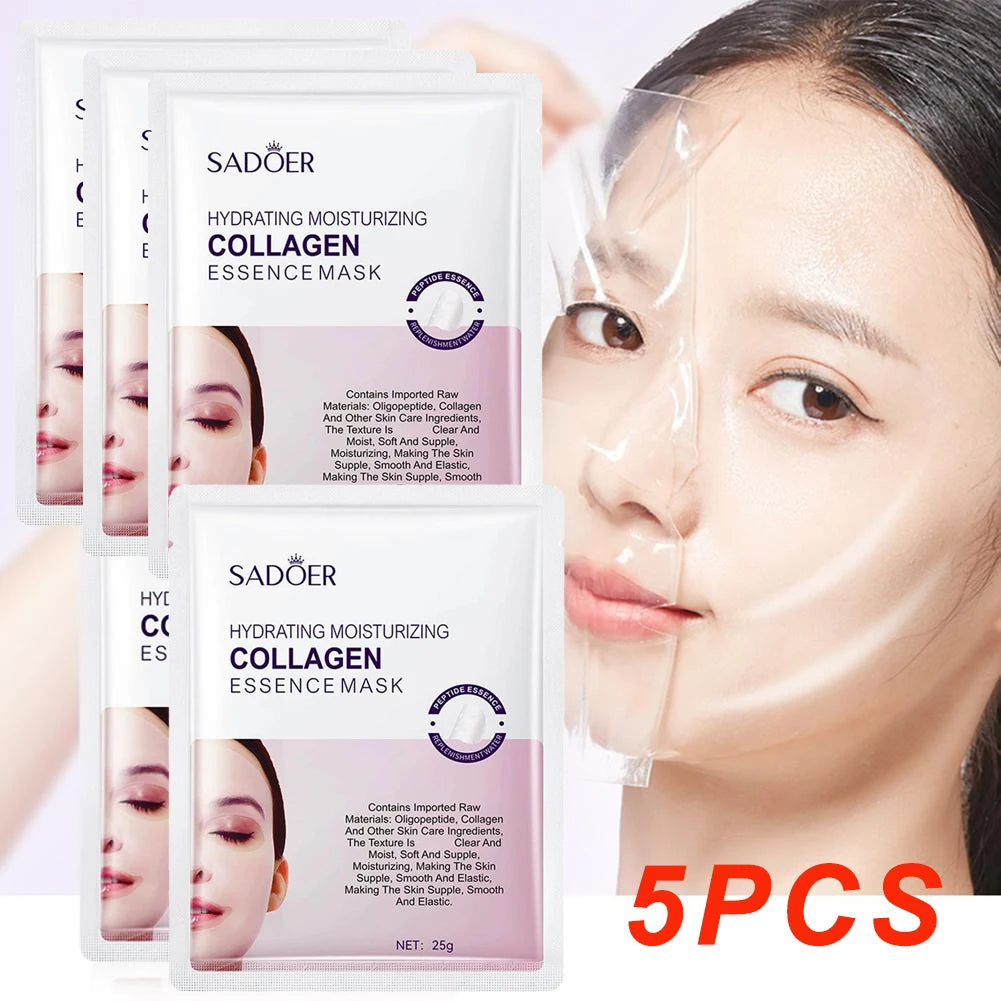 5pcs Hyaluronic Acid Collagen Face Mask skincare Moisturizing Hydrating Facial Masks Sheet Mask Skin Care