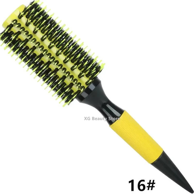 Professional 1/6pcs Boar Bristle Wooden Hair Comb Round Hair Brush Curling Combs Woman Hair Curlerl Hairdresser Styling Tool