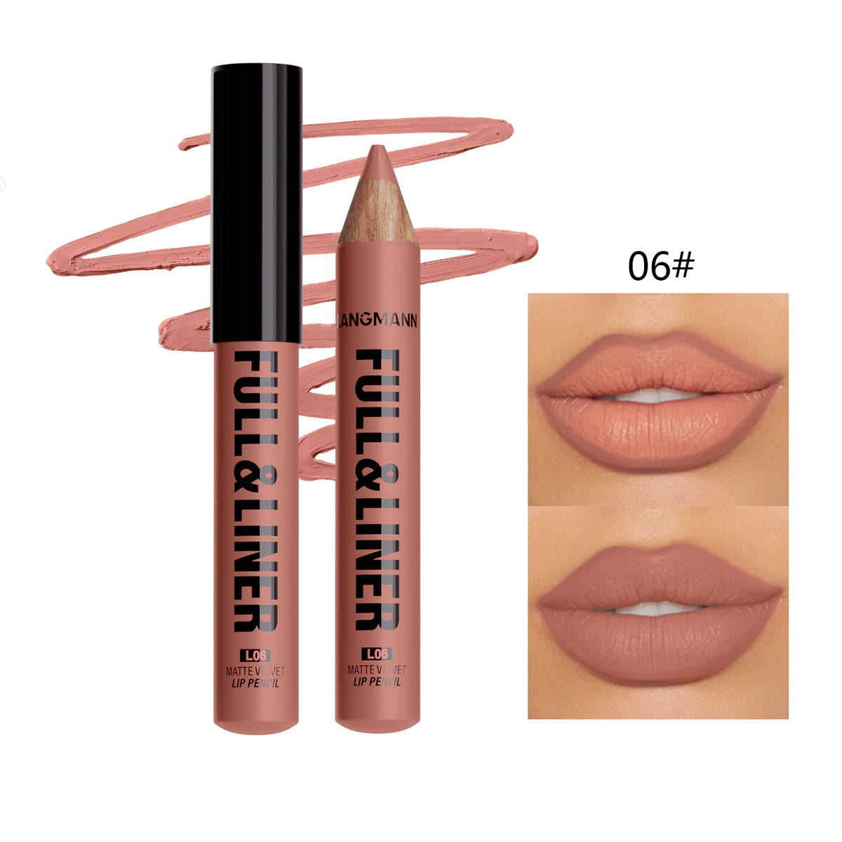 Matte Lip Liner, Lipstick, Wooden Pen Can Be Cut, Lip Liner Lasts for A Long Time,Does Not Stick To The Cup,Does Not Fade