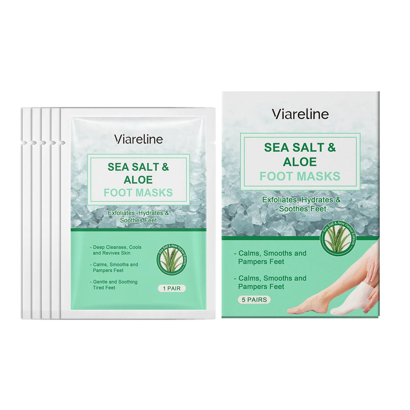 5PCS Coconut Foot Mask Peeling Spa Socks Smooth Dead Skin Remover Anti Crack Exfoliating Moisturizing Sea Salt Foot Patch Spa