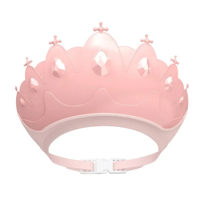 Baby Adjustable Size Shampoo Cap Crown Baby Shower Cap Children  Cartoon Bath Visor Infant Hair Shield Ear Protection Waterproof