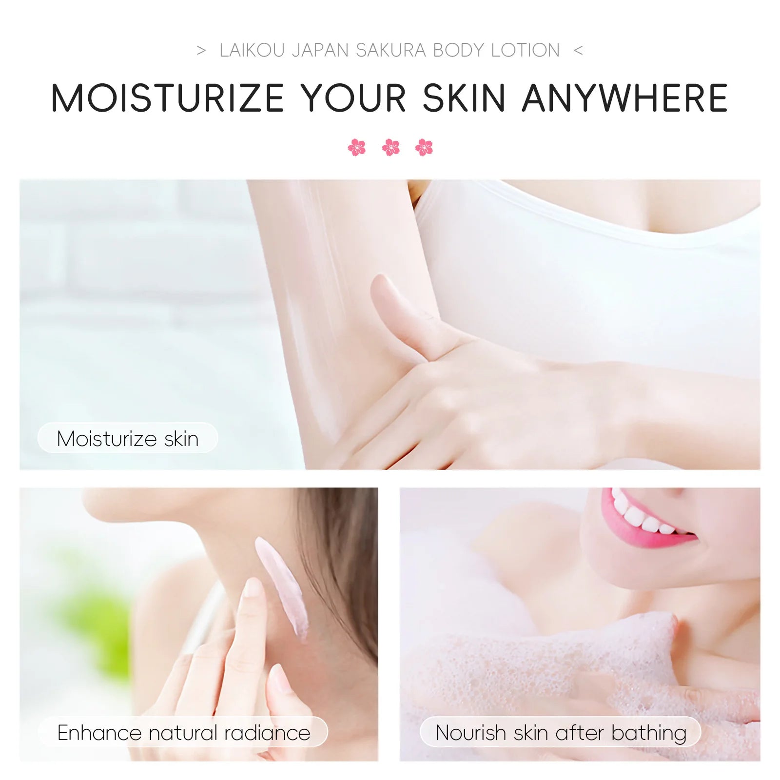 Laikou Cherry Blossom Body Lotion Moisturizing & Repairing  Winter Chapped Skin Care Moisturizing Without Greasiness 200g/120g