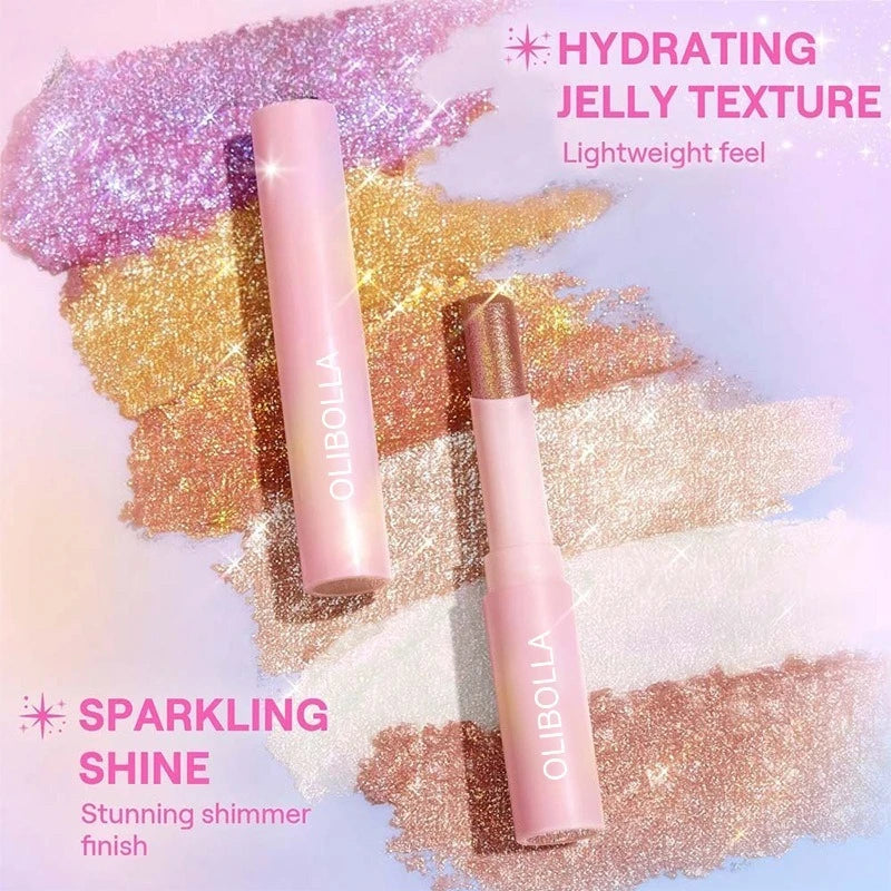 Watery Jelly Eyeshadow Stick Multi-Color Pearlescent Glitter High-gloss Eyeshadow Crystal Fine Shiny Eyeshadow Highlighter Stick