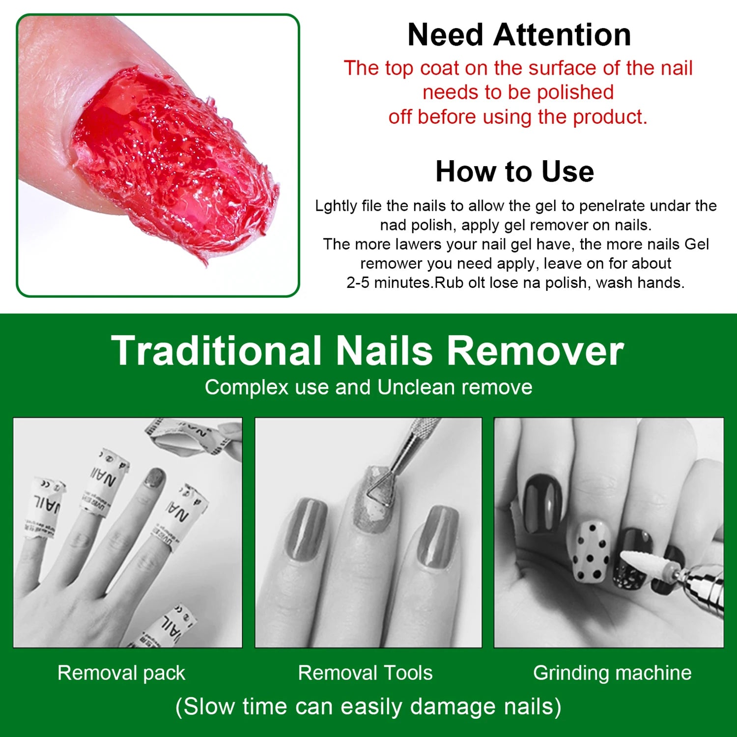 TWOING 2.0 15ml Magic Fast Nail Gel Polish Remover Clean UV Soak Off Semi Permanent Varnish Nail Art Removal Tools Manicure