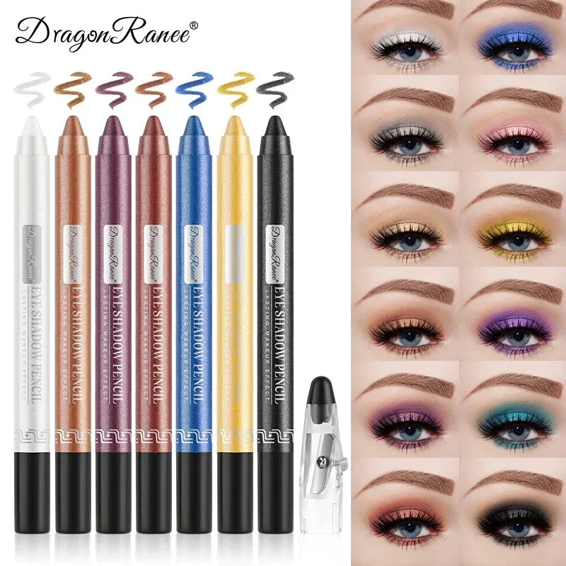 12Colors Glitter Eyeshadow Pen Long Lasting Matte Eye Shadow Palette Shiny Highlighter Silver Purple Eyeliner Pencil Cosmetics