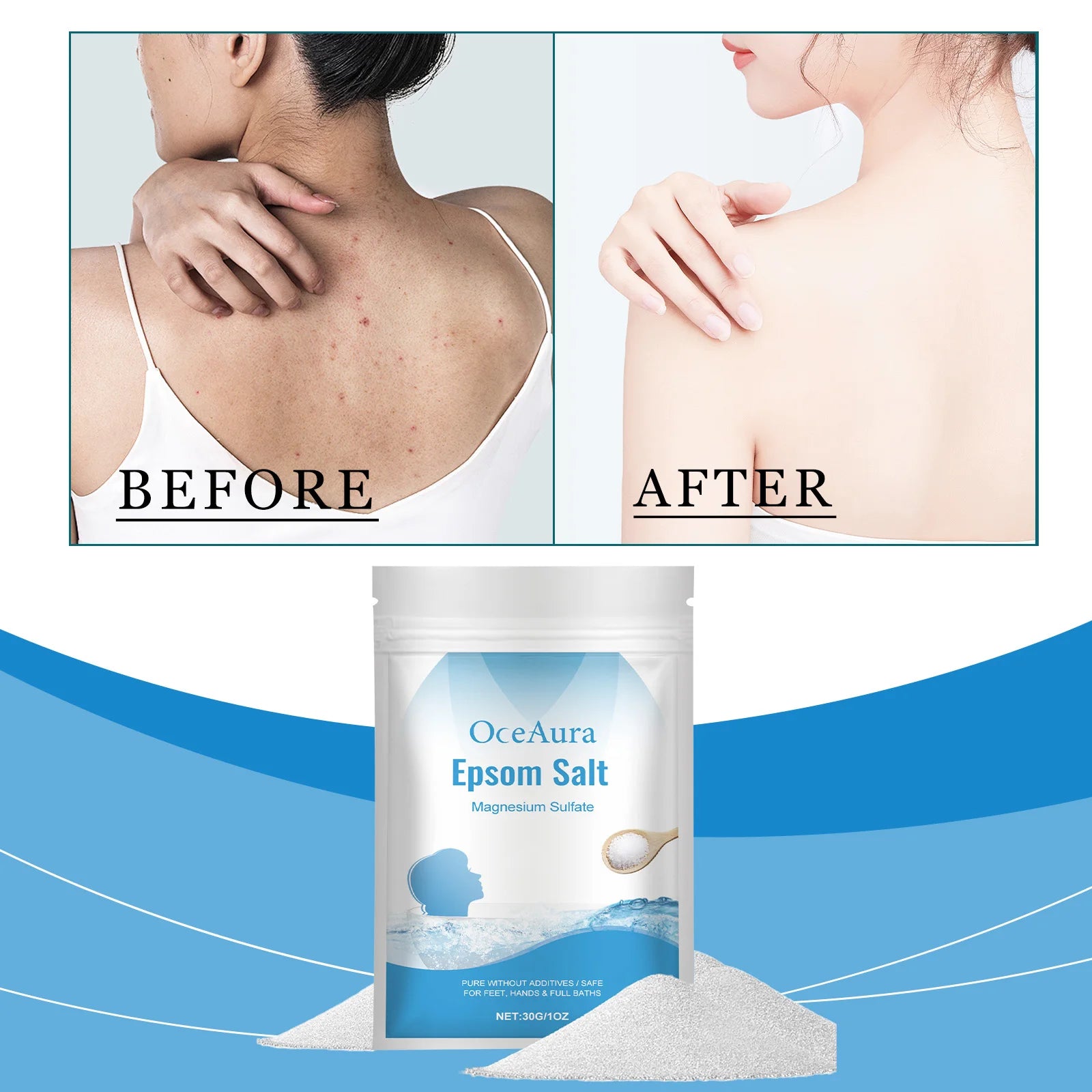 Epsom Salt Magnesium Sulfate Moisturizing Exfoliating Pure Natural Feet Hands Bath Body Relaxation Muscle Relief Detox Skin Care