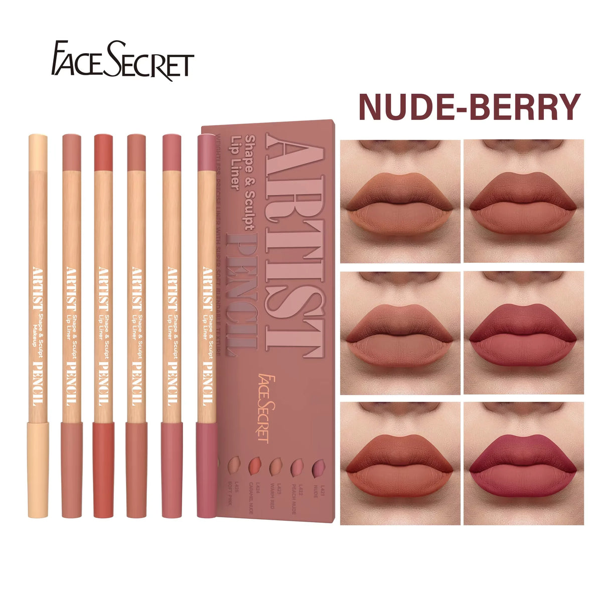 6pcs Velvet Matte Lip Liner Set - Long-Lasting Versatile Shades Longlasting Lip Makeup Berry, Brown, Pink Lip Pencil