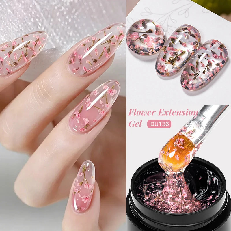 Flower Quick Extension Gel Nail Polish Dried Flower Construct UV Hard Gel Semi Permanent Acrylic Extension Nail Art Varnish DIY