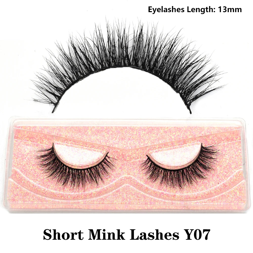 FOXESJI Real Mink Fluffy Short Eye Lashes Extension Wispy Soft Natural Short False Eyelashes Daily Wear Full Strip Lashes Makeup
