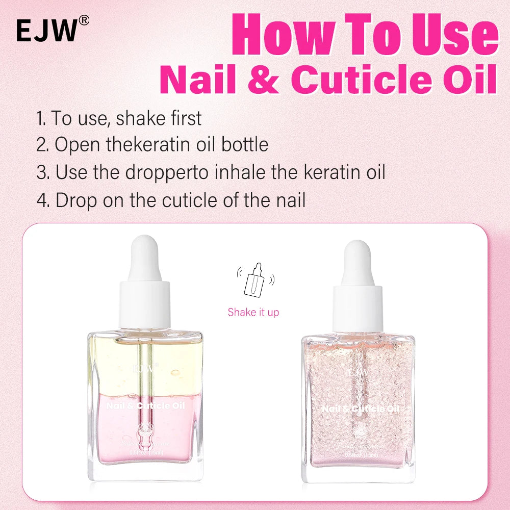 EJW Nail and Cuticle Oil Nail Care - Moisturizing, Strengthening,Nail Oil Cuticle, Hydrating, Infused with Jojoba Oil & Grapese