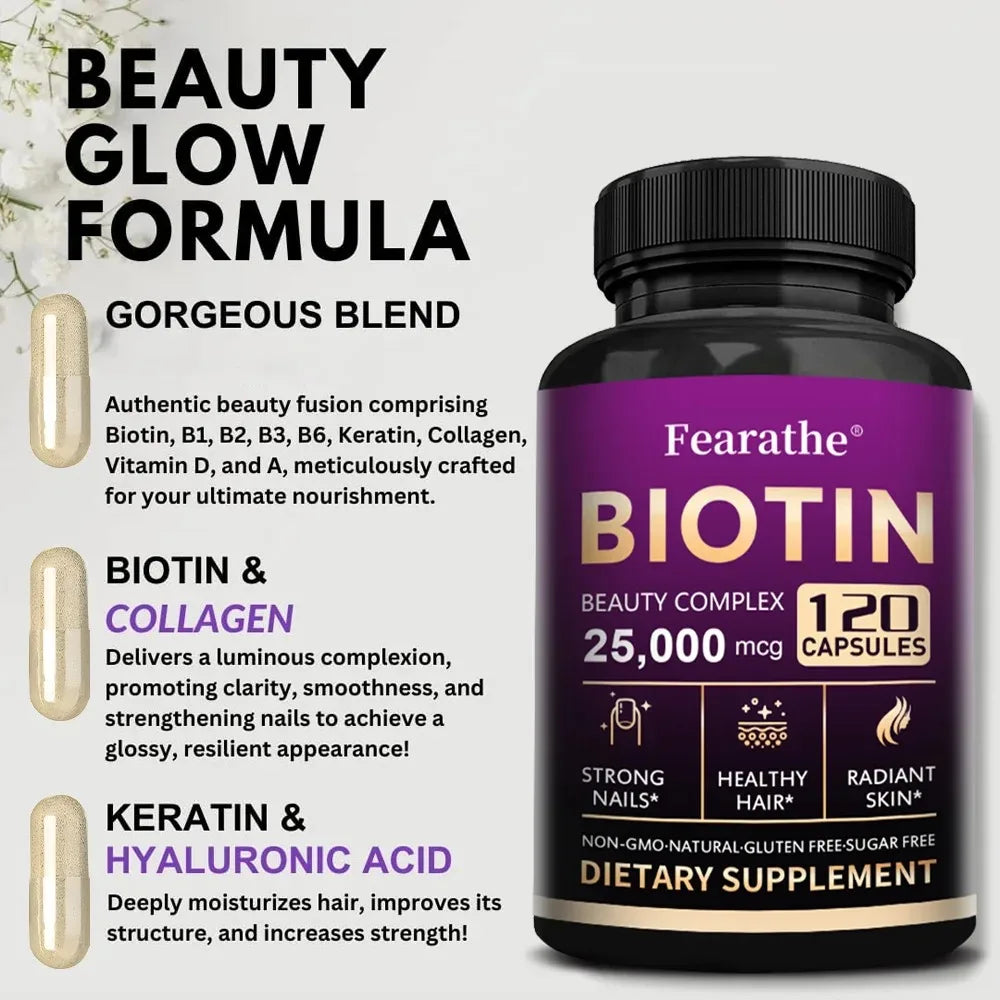 Biotin | Collagen | Keratin Supplement - Hair Growth Support, Skin & Nails, Antioxidant, Increase Skin Elasticity