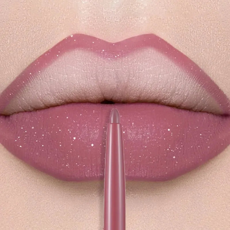 12 Colors Lip Liner Lipstick Pen Long-Lasting Waterproof Sweatproof Lip Contouring Pen Matte Velvet Non-fading Color Lips Makeup