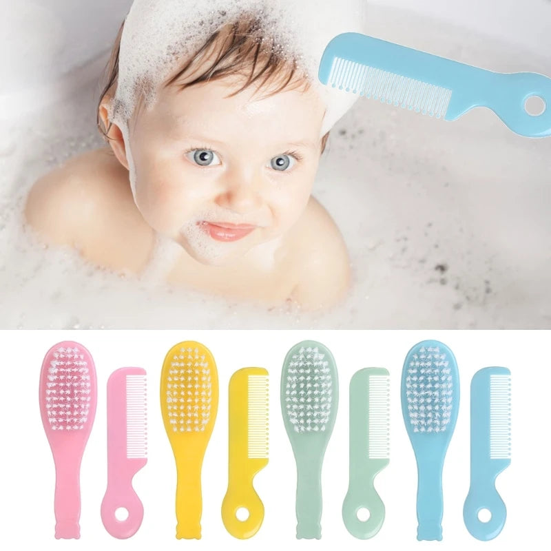 Baby Hair Brush & Comb Set Children Hair Brush Soft Nylon Bristle Cradle Caps Hair Brush for Toddler Infant  Massage