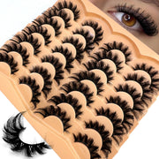 AMSDCN 14 Pairs 3D  Lashes Fluffy False Eyelashes Thick Volume Cat-Eye Faux Lashes Natural Long Wispy Lashes extension Pack