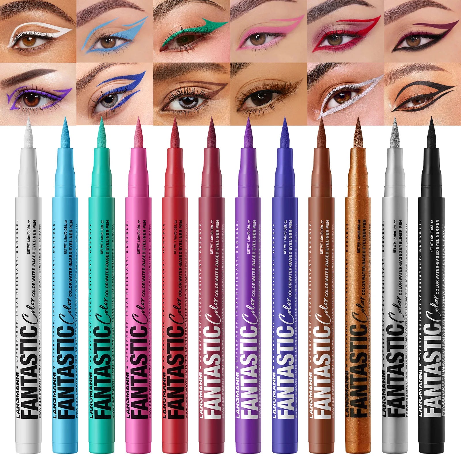 Matte Dark Purple Red Eye Liner Makeup White Liquid Eyeliner Quick-Drying Waterproof Eyeliner Pencil Long-Lasting 12 Color Eyes