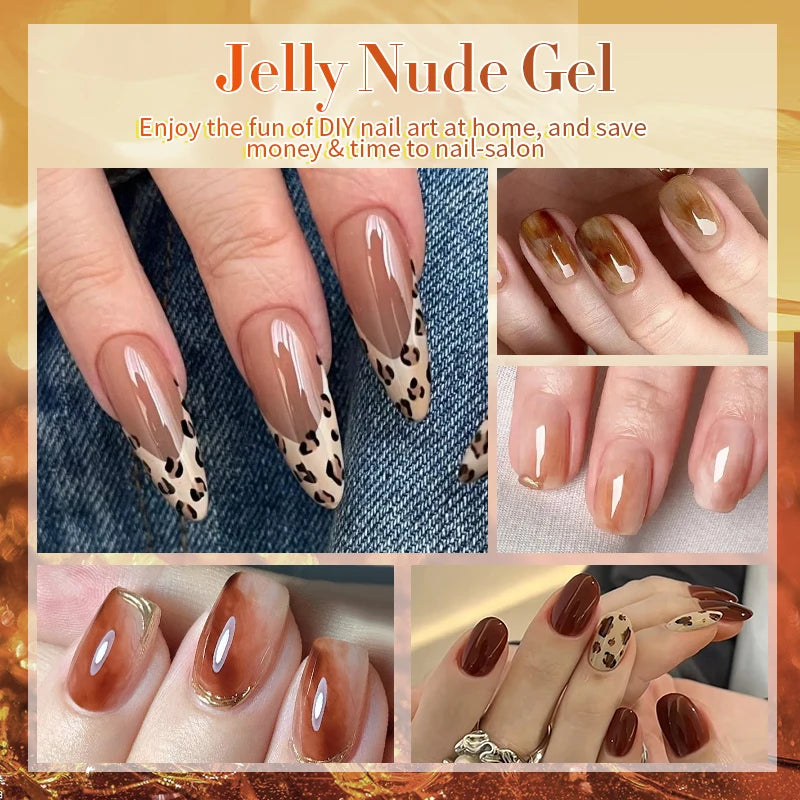 BORN PRETTY 10ml Translucent Color Gel Polish Jelly Nude Autumn Jelly Amber Semi Permanent UV Gel Nail Art Soak Off Gel Varnish