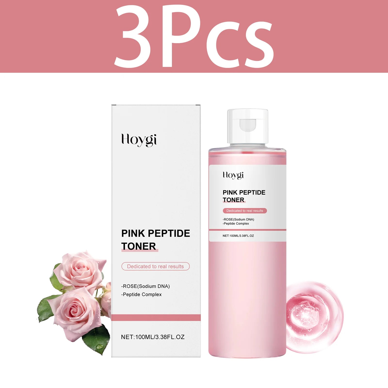 HOYGI Rose Moisturizing Toner Firming Hydrating Elasticity Fade Fine Lines Moisturize Skin Rejuvenating Lotion Brightening Skin