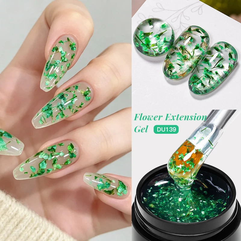 Flower Quick Extension Gel Nail Polish Dried Flower Acrylic Extension Construct UV Hard Gel Semi Permanent Nail Art Varnish DIY