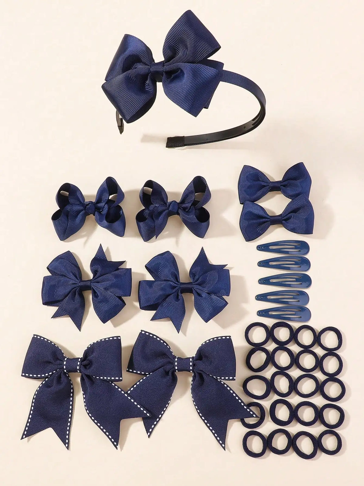 34Pcs/Set New Fashion Layered Hairbands Ribbon Bows Headband Hair Clips BB Clips Hair Ties Handmade Hair Accessories Girls