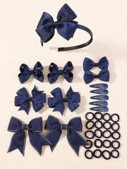 34Pcs/Set New Fashion Layered Hairbands Ribbon Bows Headband Hair Clips BB Clips Hair Ties Handmade Hair Accessories Girls