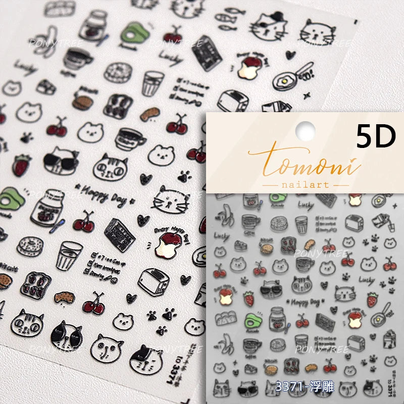 Shiny Attractive Apple Core Peel Cute Fruits Bowknot Tie Star Self Adhesive Nail Art Stickers Charming Rhinestone Manicure Decal