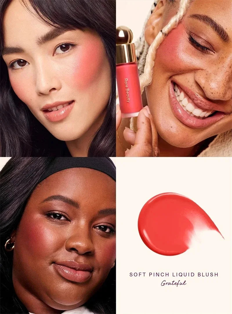 Rare Beauty Rose Neutral Mauve Blush Powder Portable Makeup Liquid Blush Moisturizing Dual-use Waterproof Lip Gloss Plump Smooth