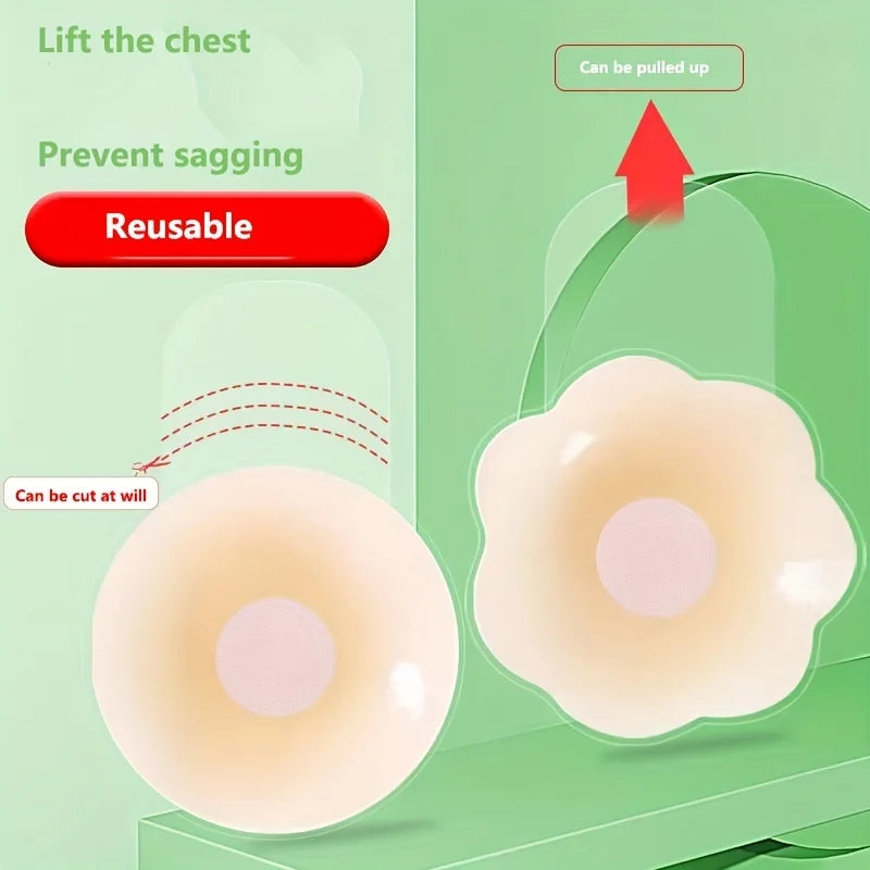 1Pairs Silicone Nipple Cover Lift Up Bra Sticker Adhesive Invisible Bras Chest Patch for Women Reusable Chest Breast Petals Pads