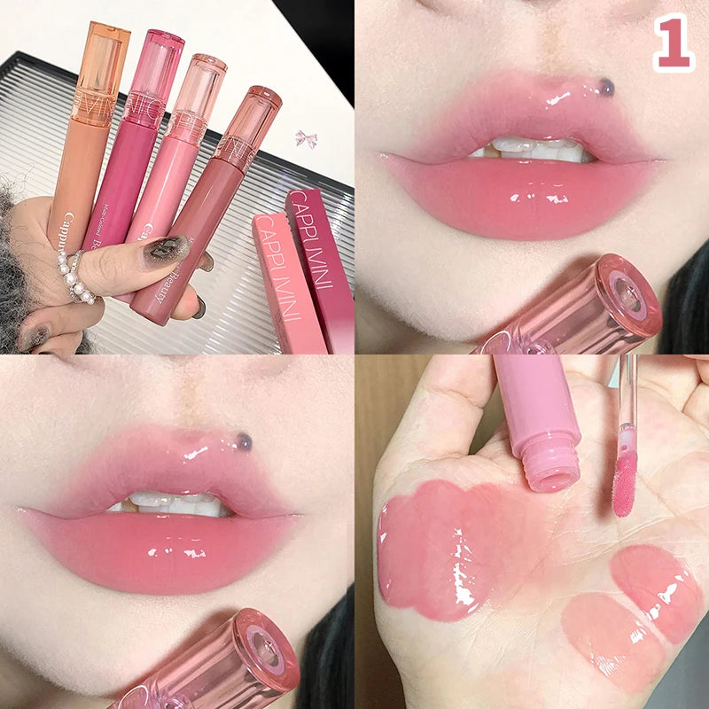 ✰✪1pc Mirror Water Gloss Lip Gloss Long Lasting Waterproof Moisturizing Jelly Lip Glaze Non-Sticky Lightweight High Pigment