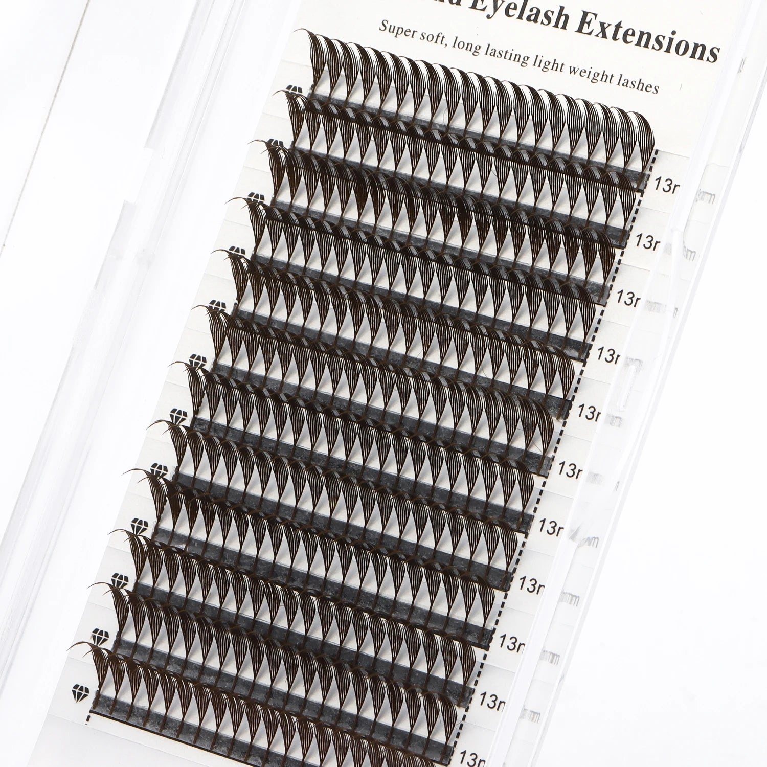 XIUSUZAKI Brown Comic Spire Lashes Automatic Flowering Premade Fans Eyelashes Extensions Individual Volume False Lashes