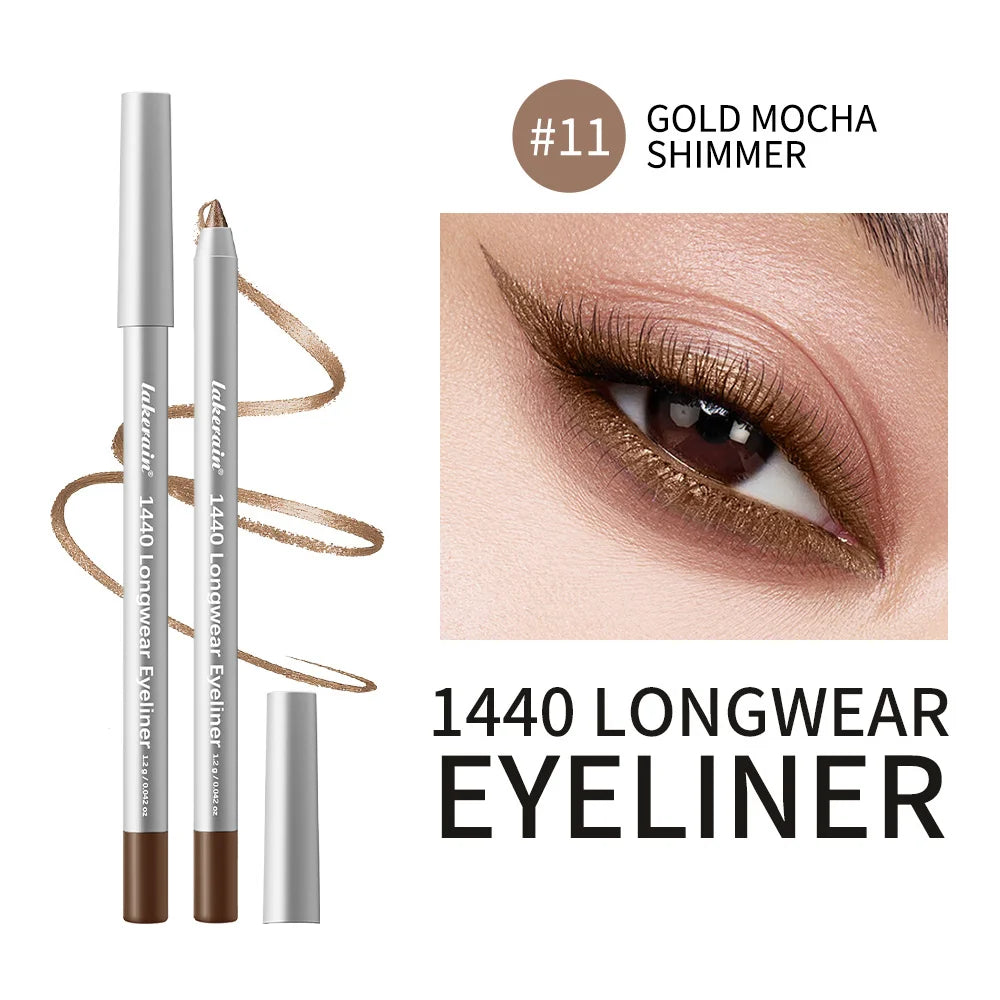 12 Colors Eyeliner Pencil Long-lasting Wear Waterproof Smudge-proof Smooth Precise Application Smokey Eyeliner Pencil Makeup