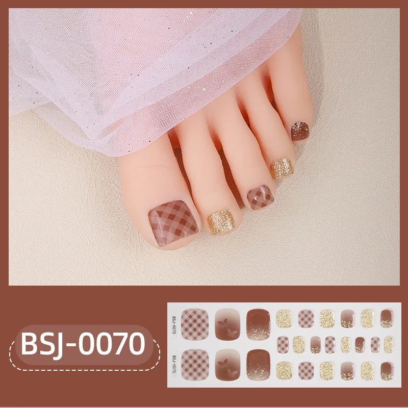 26Tips Pure Toe Gel Nail Sticker Hardens with UV Lamp Curing Waterproof Phototherapy Oil Gel Foil Nail Art Decorations