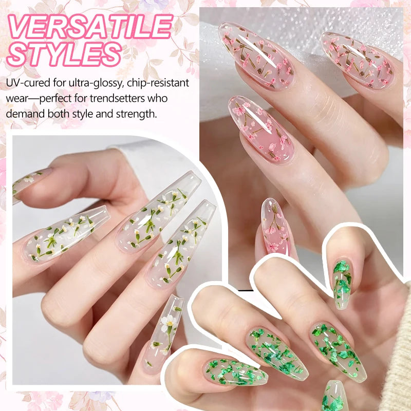 Flower Quick Extension Gel Nail Polish Dried Flower Acrylic Extension Construct UV Hard Gel Semi Permanent Nail Art Varnish DIY