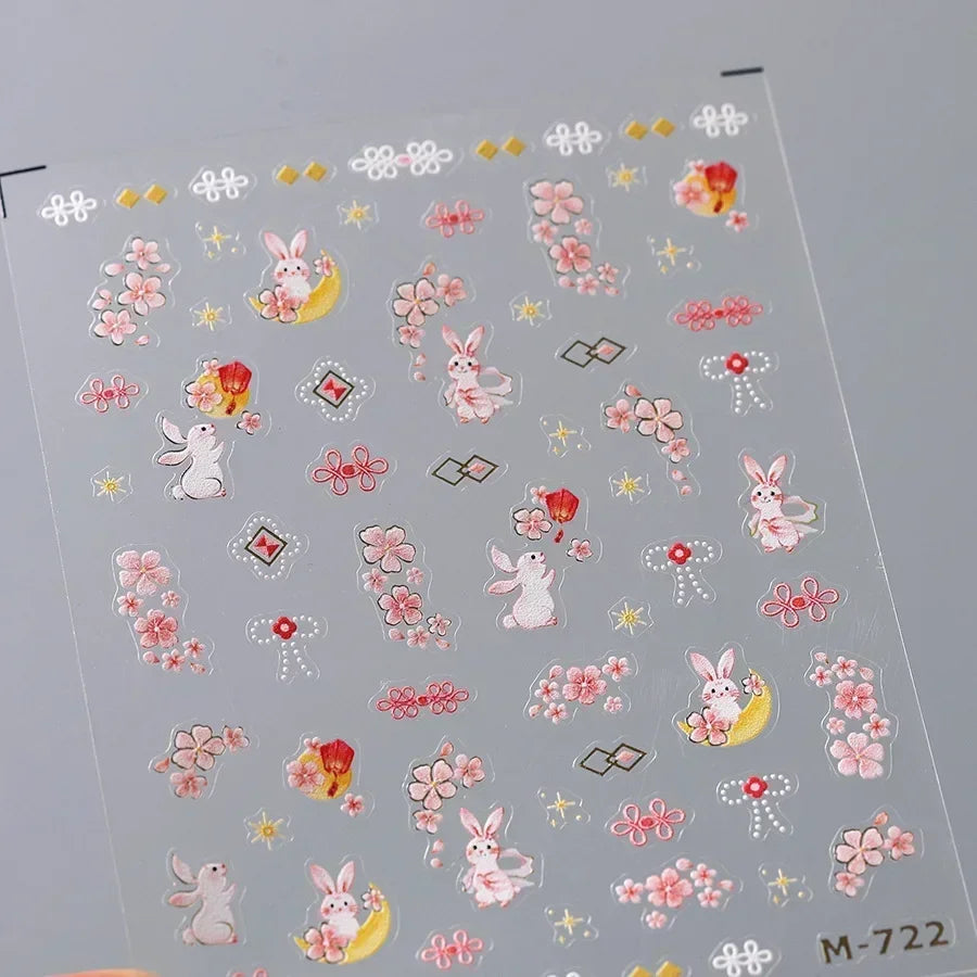 Colorful Balloon Cute Puppy Flower Cherry Bowknot Love Happy Dog Animal Self Adhesive Nail Art Sticker Decoration Manicure Decal