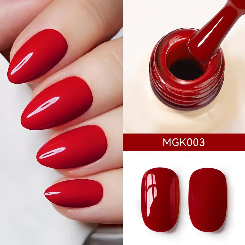 MAYCHAO Cherry Red Gel Nail Polish 12ml Glossy Semi Permanent Soak Off UV LED Frosted Gel Nails Base Painting Varnish