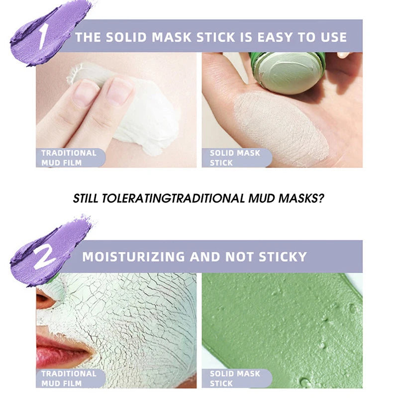 Ocheal Mask Green Tea Bamboo Charcoal Solid Facial Mask Cleansing Stick Deep Cleansing Pores, Removes Blackheads, Controls Oil, Moisturizes and Hydrates, Smear-On Mud Mask for Men and Women