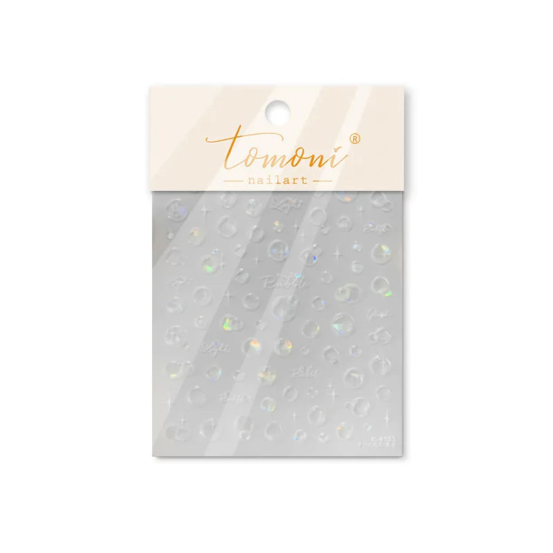 Shiny Blowing Bubble Nail Decorations Stickers 5D Shell Light Love Cat Bubble TransferSlider Sticker DIY Summer Manicure Decals