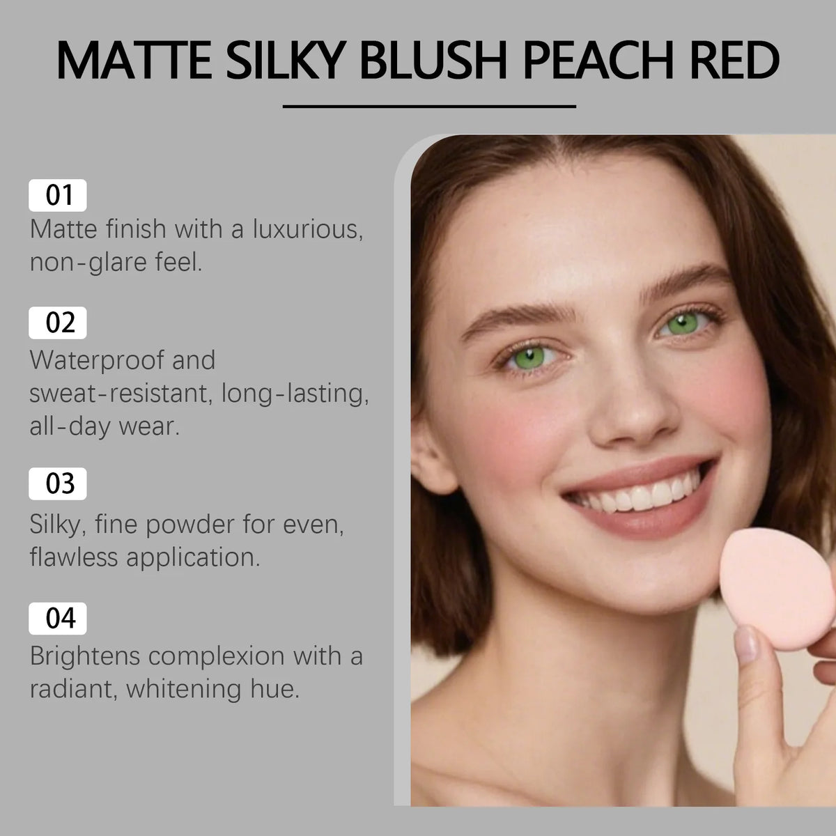 Matte Blush Powder Monochrome Palette Natural Flush Soften Silky Peach Color Face Contour Long Lasting Waterproof Cheek Makeup
