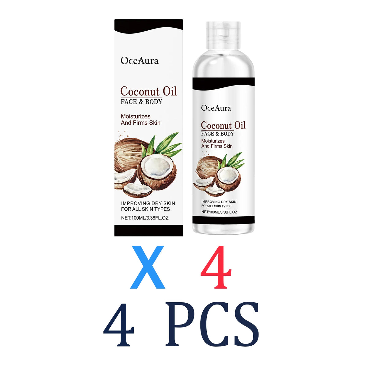 Coconut Oil for Skin & Body 100ml Natural Moisturizing Dry Oil Nourishing & Hydrating Tropical Scent Non Greasy Fast Absorbing