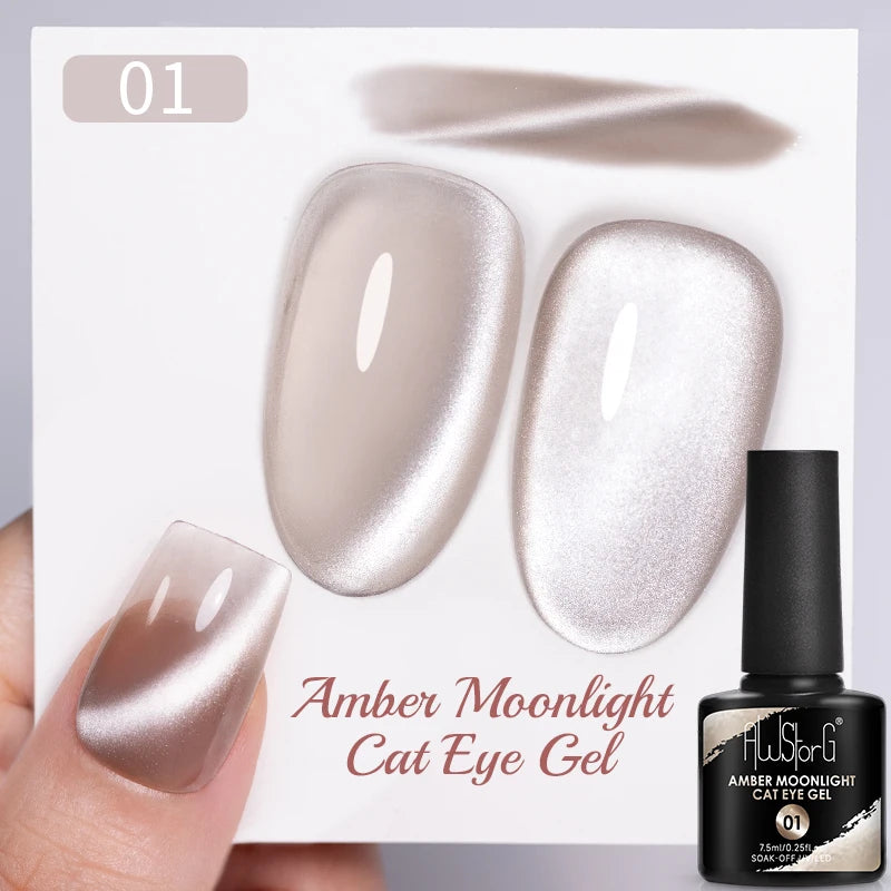 AWStorG Intense Rainbow Cat Eye Gel 5ml Holographic Laser Magnetic Nail Gel Soak Off UV LED Gel Polish Shiny Rainbow Manicur