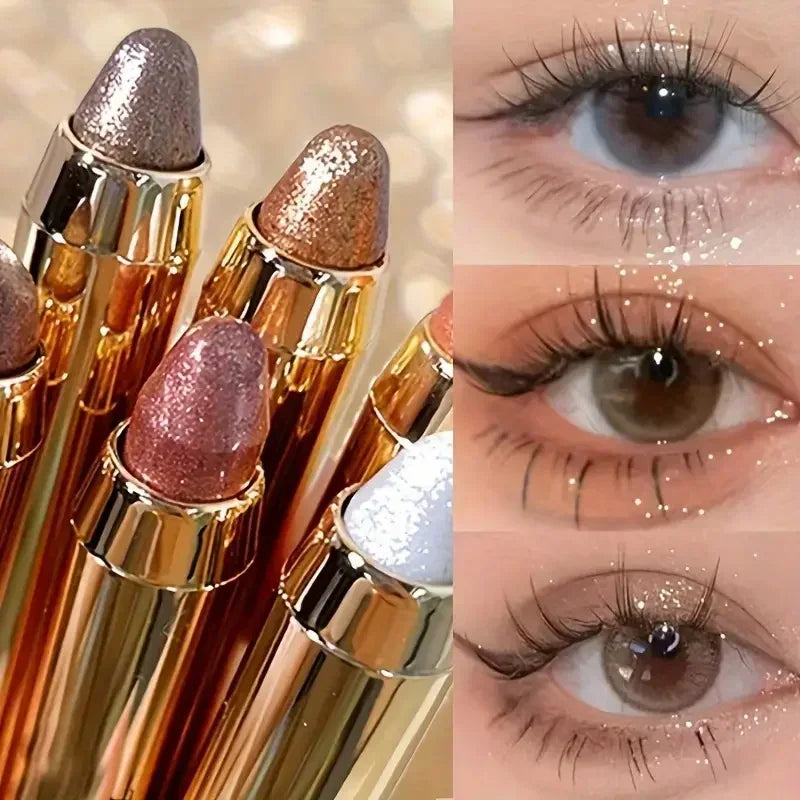 Double-ended Glitter Eye Shadow Stick Waterproof Pearlescent Champagne Gold Eyeshadow Pallete Pen Shimmer Cosmetics Makeup Tool