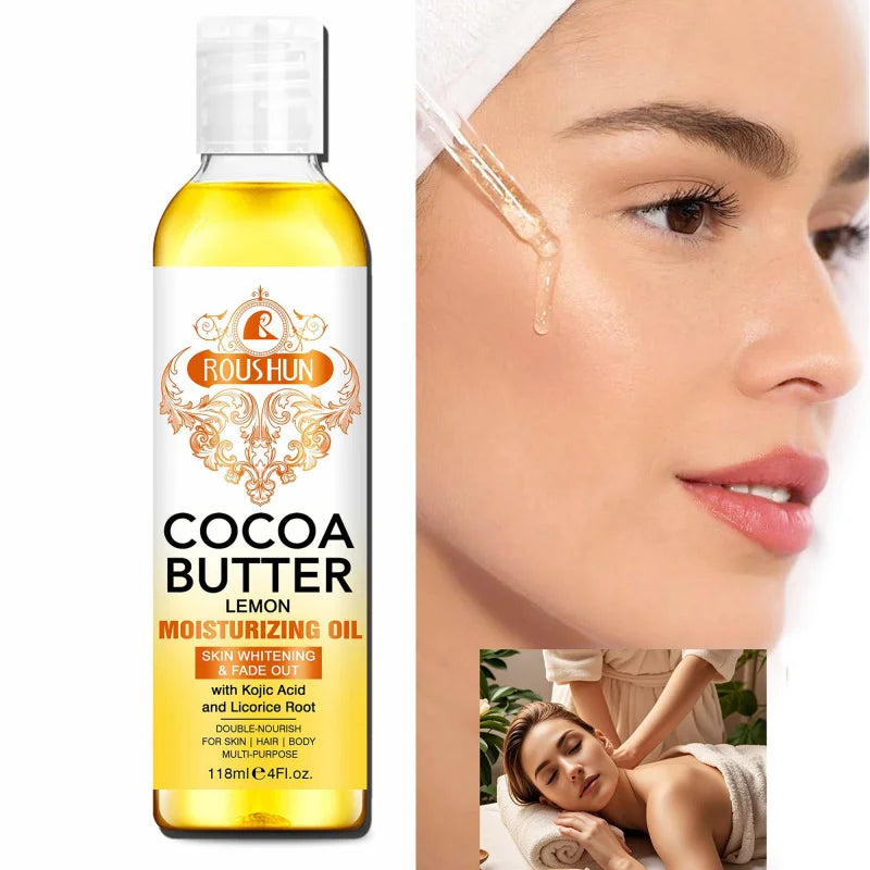 118ML Cocoa Butter Body Oil Skin Care Oil Moisturizes and Nourishes Skin Large Capacity Full Body Essential Oil
