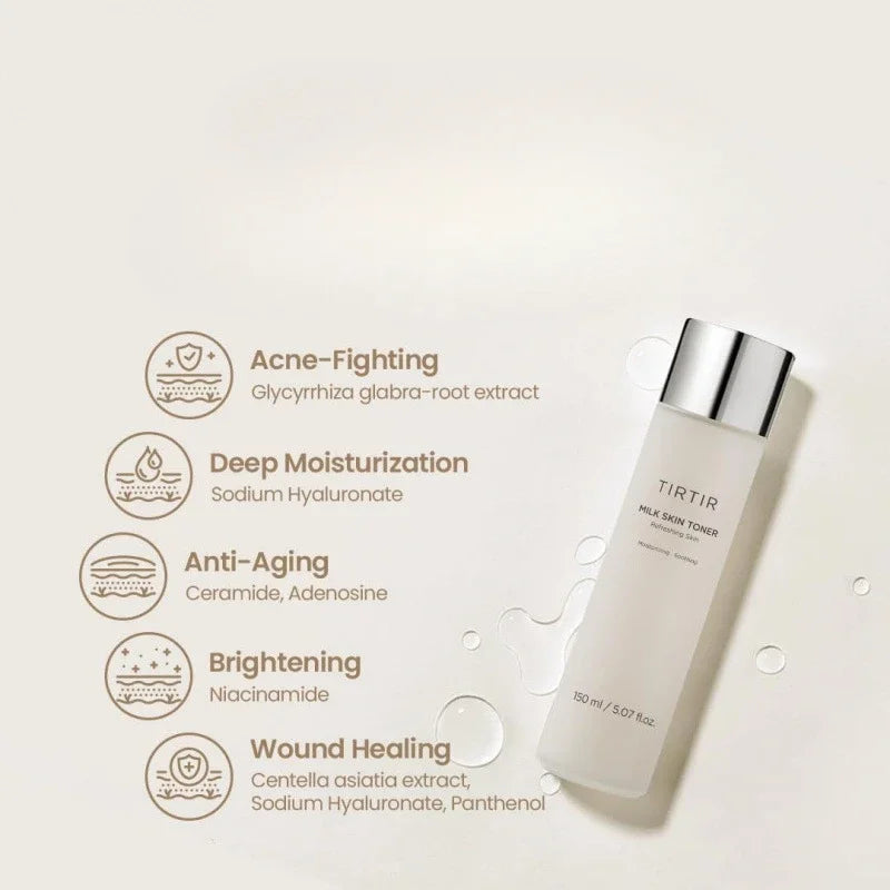 TIRTIR Milk Toner Deep Moisturizing, 2% Niacinamide 150ml Rice Bran Extract Skin Care
