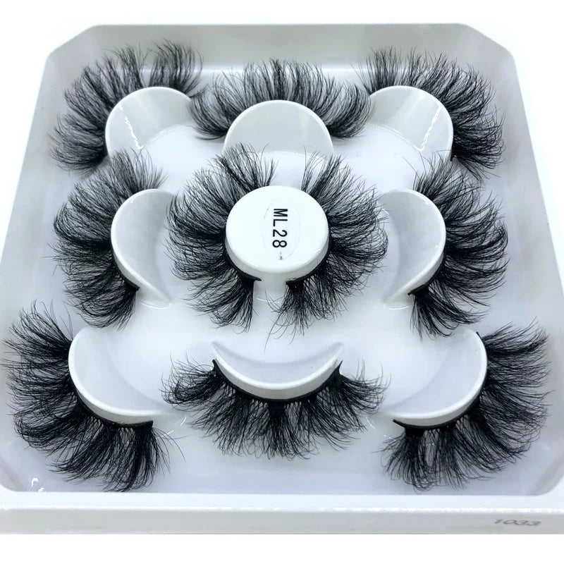 New 5 pairs of handmade mink eyelashes fake eyelashes natural nude makeup simulated cross messy eyes 3D curly eyelashes