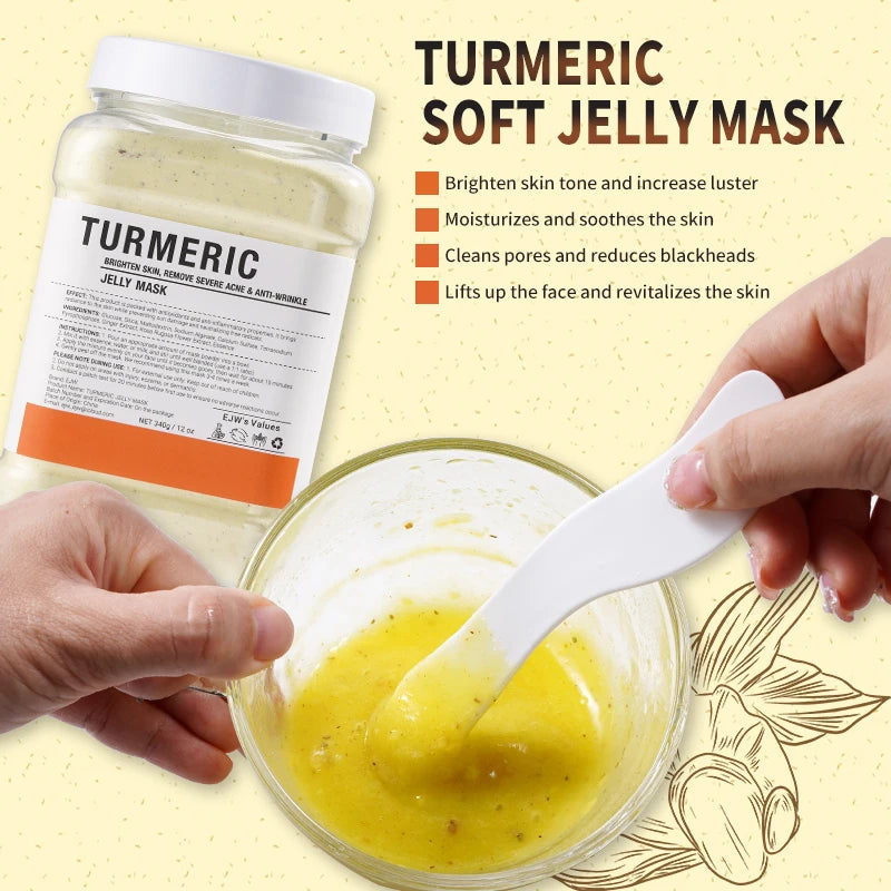 Jelly Mask Powder for Facials Pro, Turmeric Controlling Oil Deep Cleansing Blackheads Removal Peel Off Gel Face Mask Skin Care