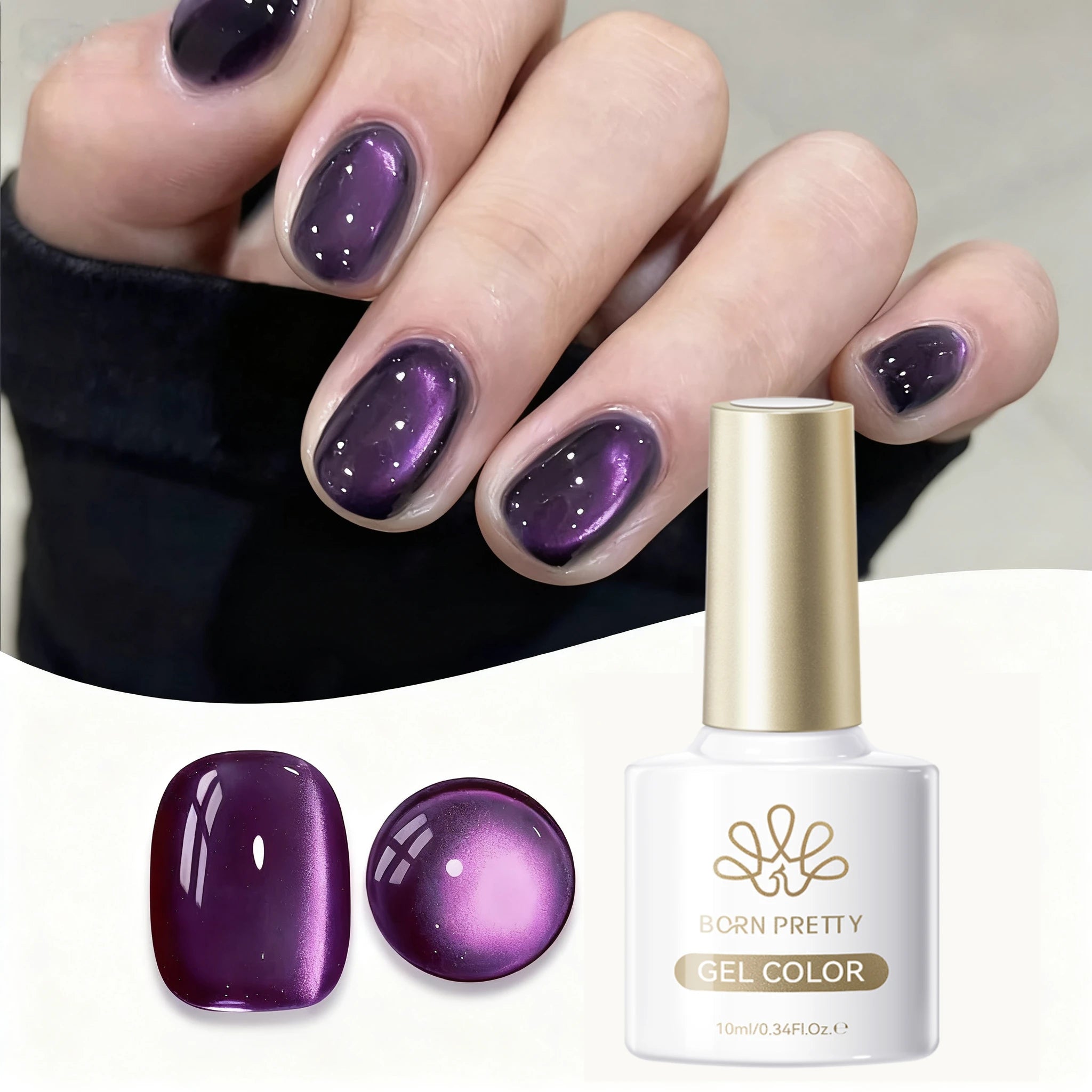 BORN PRETTY 10ml Autumn Gold Pink Glitter Cat Magnetic Gel Nail Polish Jelly Pink Semi Permanent Soak Off UV LED Varnish
