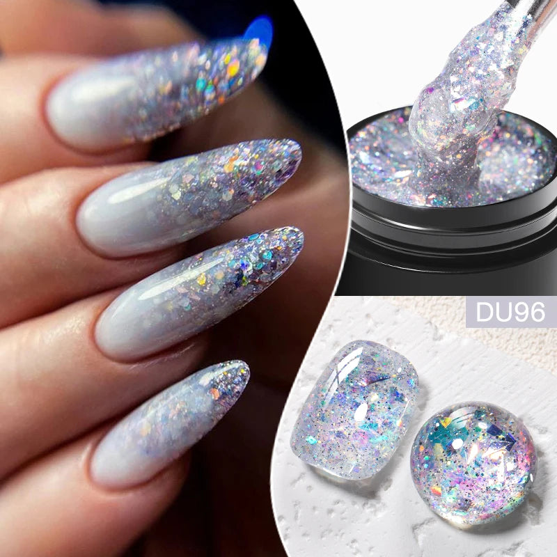 8ML Glitter Gel Nail Polish Shining Mineral Sequins Soak Off UV LED Nail Gel Semi Permanent Nail Art Supplies for Manicure