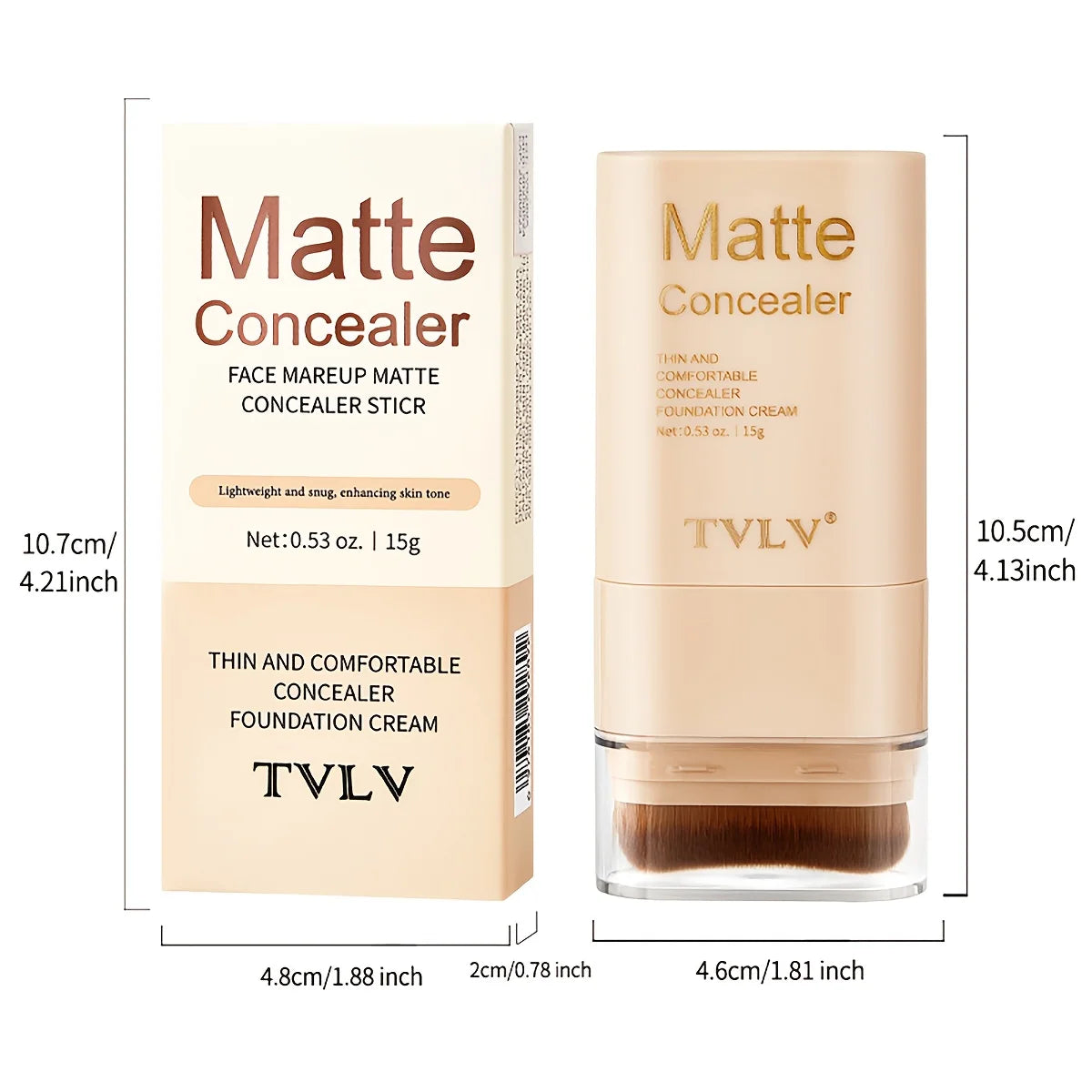 2-in-1 Concealer Eraser Dual-Head Foundation Stick with Brush Head Nine Colors European and American Waterproof Non-Caking Solid Foundation Cream 15G/Stick - 1 Stick